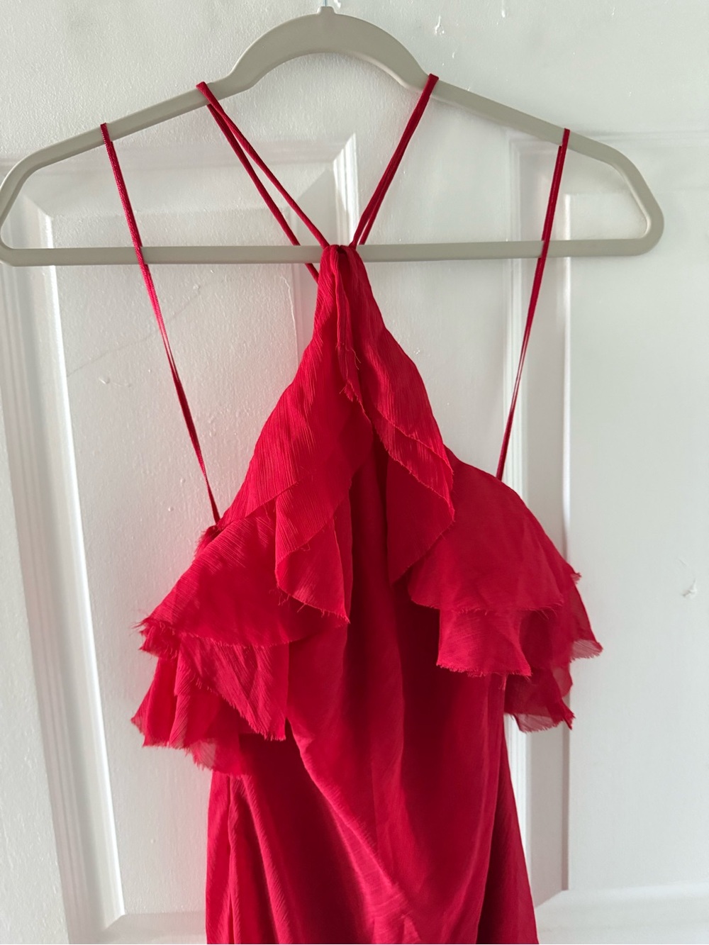 ASOS Red Ruffled Halter Maxi Dress - Picture 4 of 9